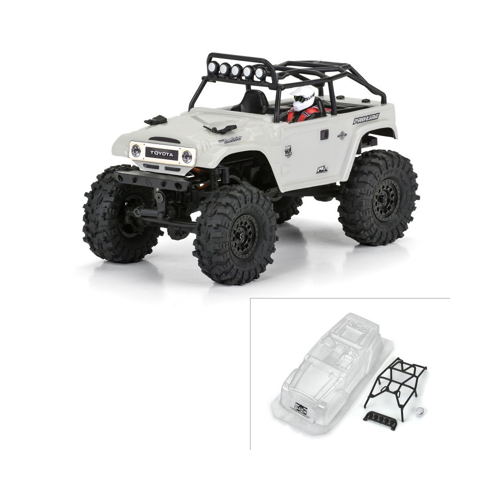 Carrocería Toyota FJ40 1979 transparente jaula SCX24 1/24
