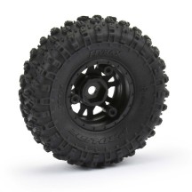 Neumáticos Hyrax 1.0 delantero-trasero montados con llantas 7mm negras Impulse para SCX24 1/24 Pro-line PRO1019410 (4)