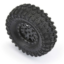Neumáticos Hyrax 1.0 delantero-trasero montados con llantas 7mm negras Impulse para SCX24 1/24 Pro-line PRO1019410 (5)