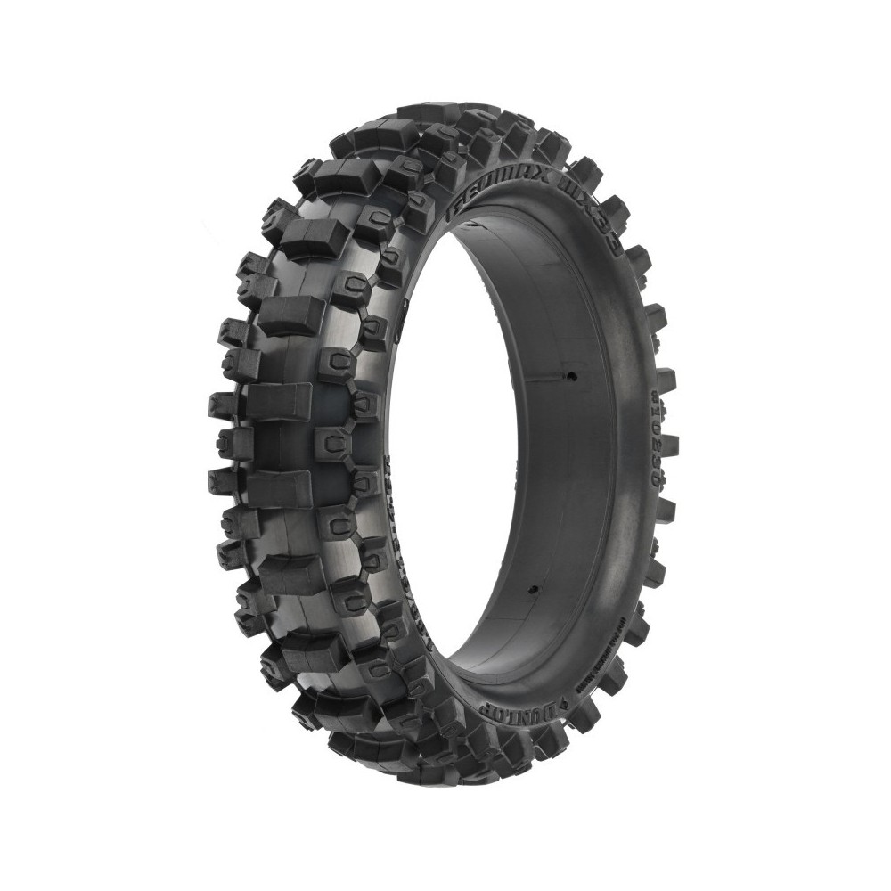 Neumático trasero Dunlop Geomax MX33 V2 CR4 1/4 montado con llanta Pro-Spec manga motocross Pro-line PRO1023011