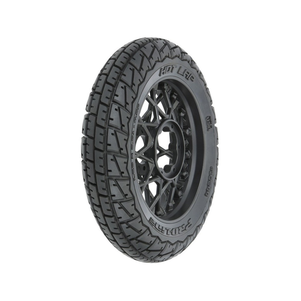 Neumático delantero Hot Lap MX S3 montado en llanta Supermoto negra 1/4 Pro-line PRO1024410