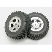 Ruedas montadas pegadas SCT cromo satinado neumáticos racing Traxxas