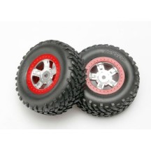Ruedas montadas pegadas SCT cromo rojo neumáticos racing Traxxas TRX7073A