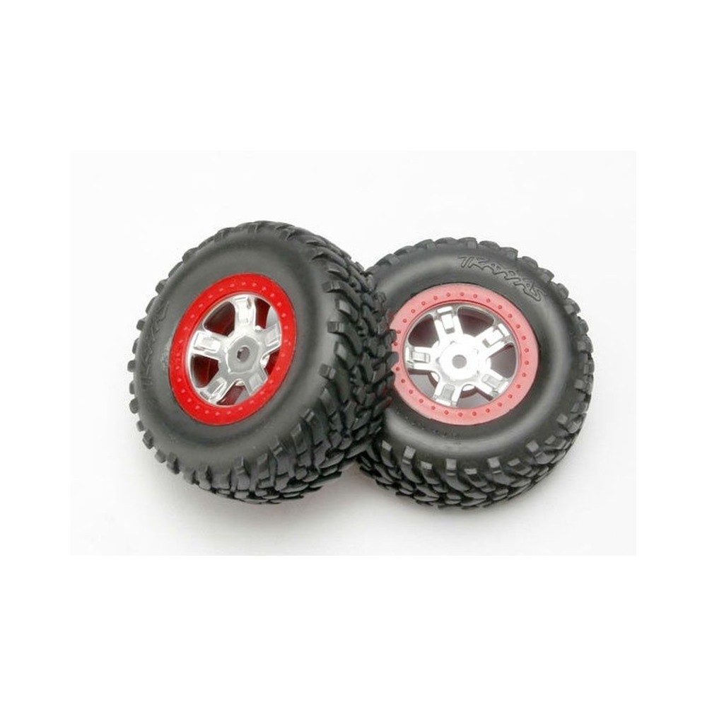 Ruedas montadas pegadas SCT cromo rojo neumáticos racing Traxxas TRX7073A Ruedas montadas pegadas SCT cromo rojo neumáticos racing Traxxas TRX7073A