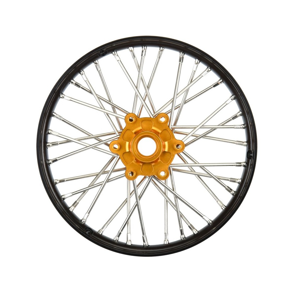 Rueda delantera V2 de aluminio Pro-Spec negro-dorado 1/4 Promoto-MX Pro-line PRO283600T3