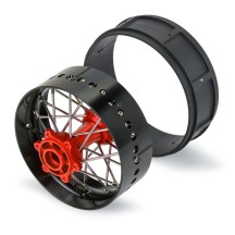 Rueda trasera V2 aluminio Pro-Spec negro-rojo 1/4