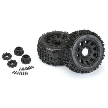 Neumáticos Badlands 3.8 delantera y trasera 17mm llantas negras Raid 1/8 Pro-line PRO117810 (3)