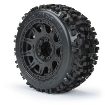 Neumáticos Badlands 3.8 delantera y trasera 17mm llantas negras Raid 1/8 Pro-line PRO117810 (4)