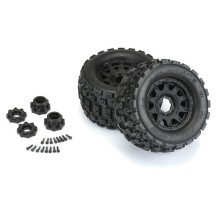 Neumáticos Badlands MX38 3.8 delantera trasera 17mm llantas negras Raid 1/8 Pro-line PRO1012710 (3)