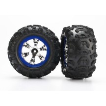 Rueda Traxxas con llanta Geode cromada y neumático Canyon AT en azul (2) TRX7274