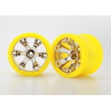 Llantas geode 2.2 cromo amarillo estilo beadlock hexágono 12mm Traxxas TRX7275