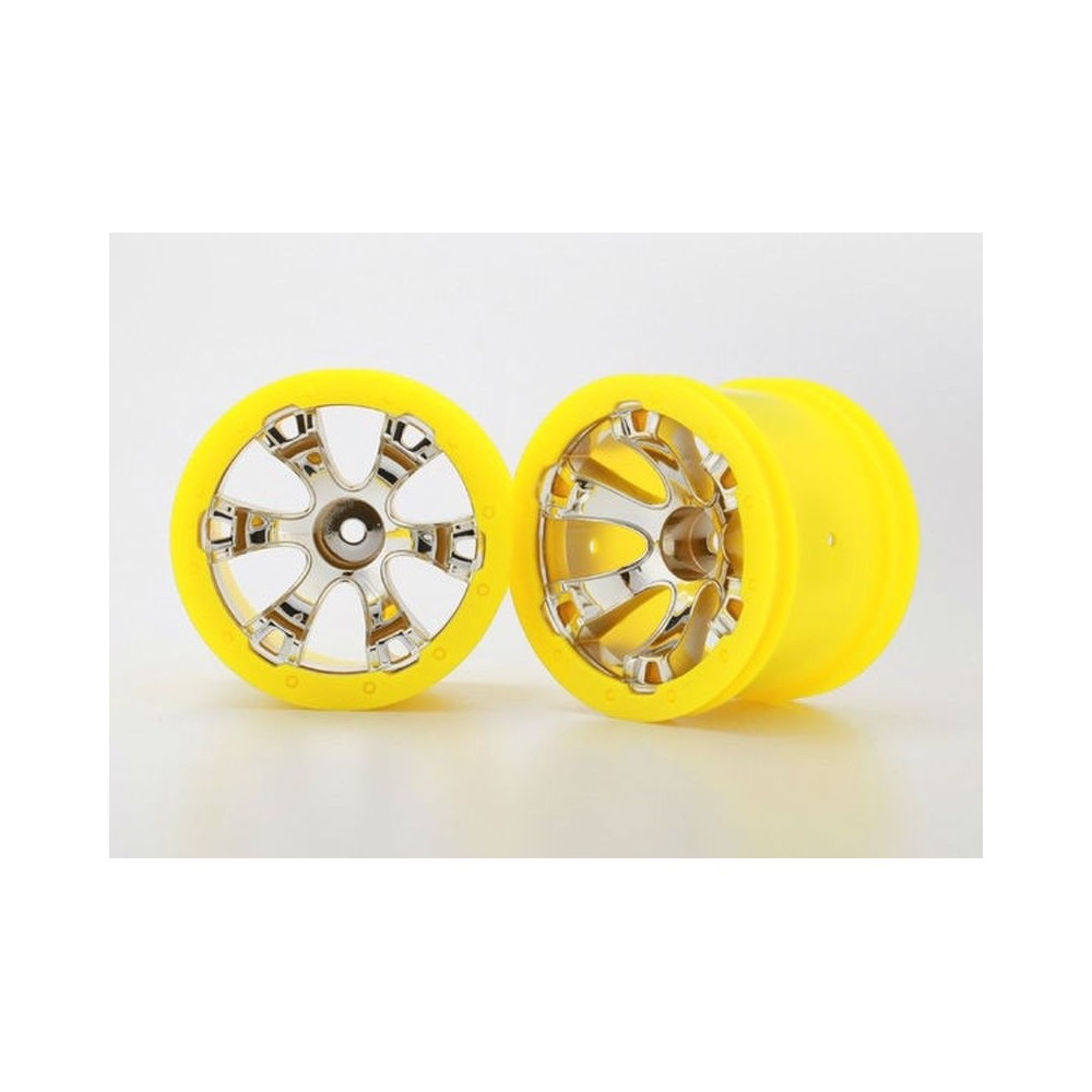 Llantas geode 2.2 cromo amarillo estilo beadlock hexágono 12mm Traxxas TRX7275