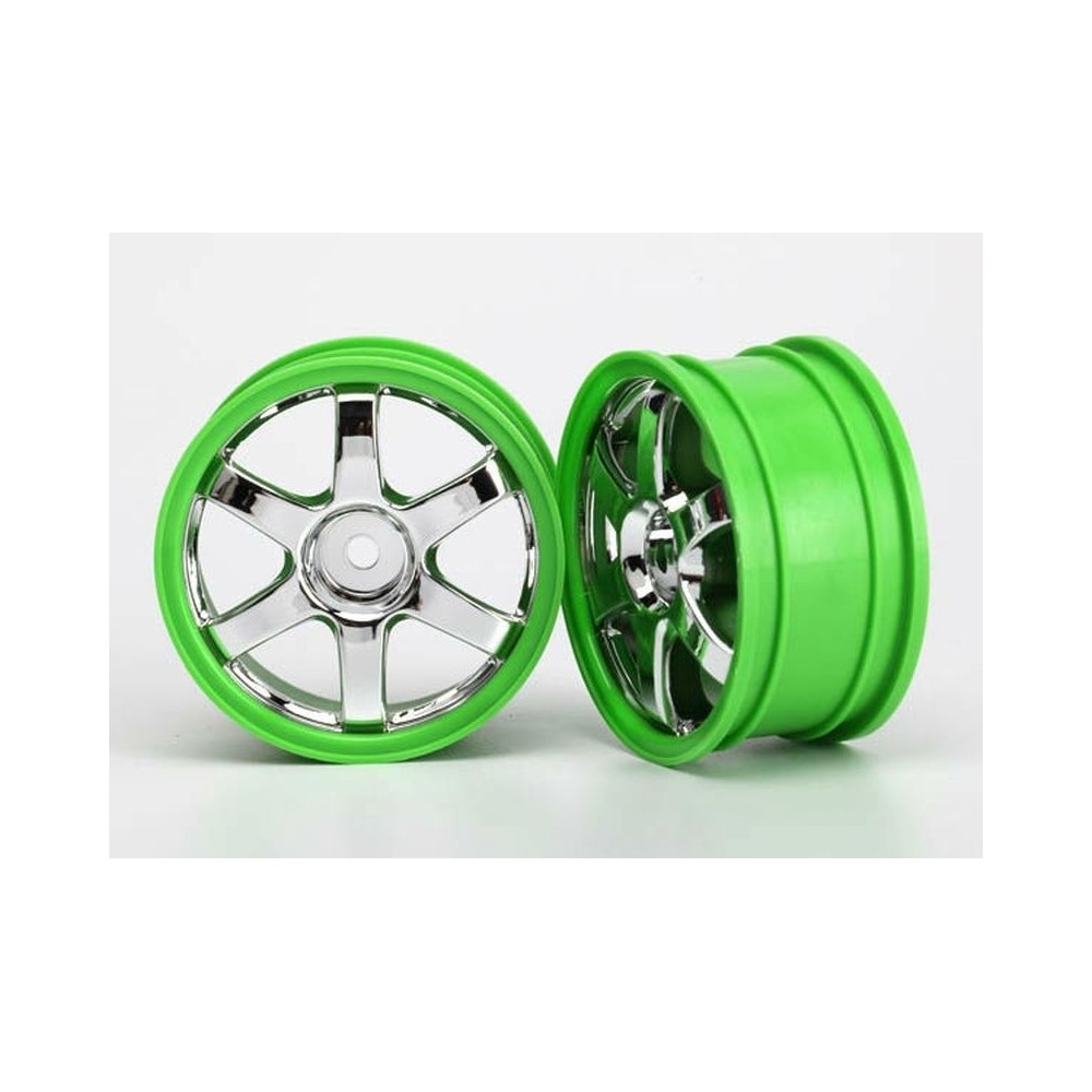 Llantas volk racing TE37 cromo verde hexágono 12mm Traxxas TRX7374 Llantas volk racing TE37 cromo verde hexágono 12mm Traxxas TRX7374