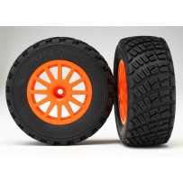 Traxxas Tires and Wheels Assembled Glued 1-10 Rally VXL - Orange TRX7473A