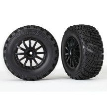 Traxxas Tires wheels assembled glued (black wheels gravel pattern) TRX7473T