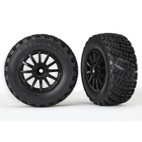 Traxxas Tires wheels assembled glued (black wheels gravel pattern) TRX7473T