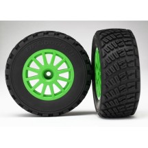 Traxxas Tires and Wheels Assembled Glued 1-10 Rally VXL - GreenTRX7473X