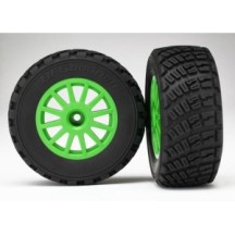 Traxxas Tires and Wheels Assembled Glued 1-10 Rally VXL - GreenTRX7473X
