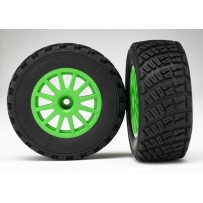 Traxxas Tires and Wheels Assembled Glued 1-10 Rally VXL - GreenTRX7473X