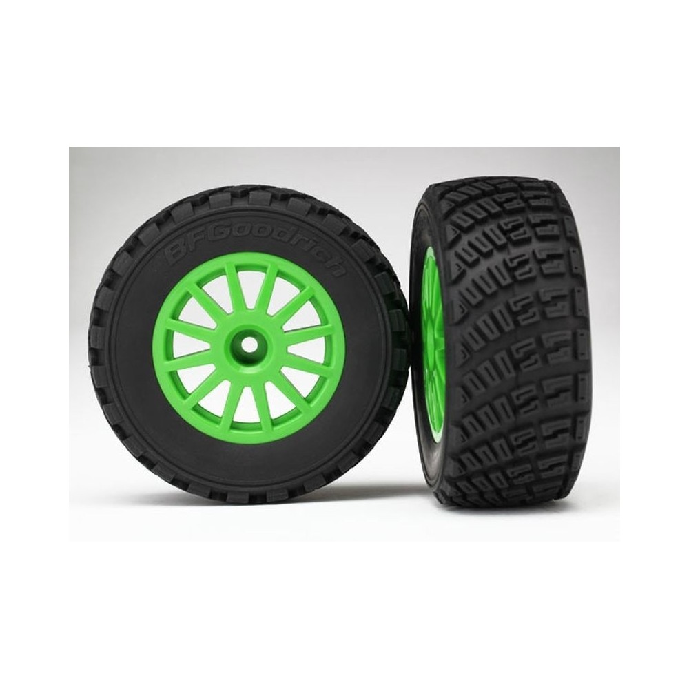 Traxxas Tires and Wheels Assembled Glued 1-10 Rally VXL - GreenTRX7473X