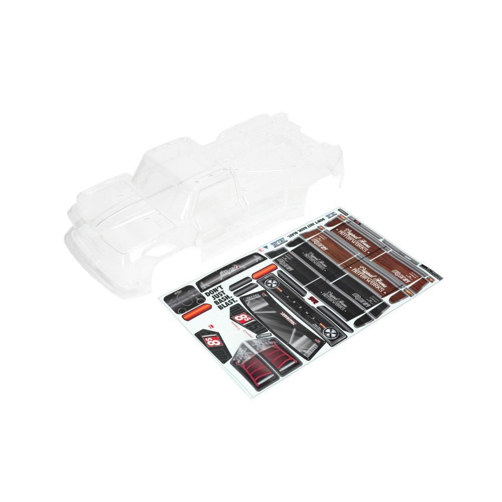 Arrma 1-5 Clear Body Shell with Decals: OUTCAST 8S ARA409006 Arrma 1-5 Clear Body Shell with Decals: OUTCAST 8S ARA409006