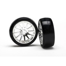 Traxxas 12-sp chrome wheels slick tires TRX7573