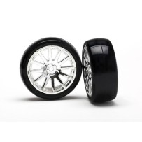 Traxxas 12-sp chrome wheels slick tires TRX7573
