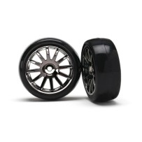 Traxxas 12-sp black wheels slick tires TRX7573A