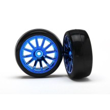 Traxxas 12-sp blue wheels slick tires TRX7573R