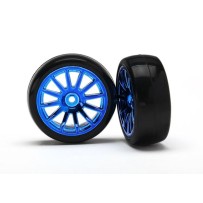 Traxxas 12-sp blue wheels slick tires TRX7573R