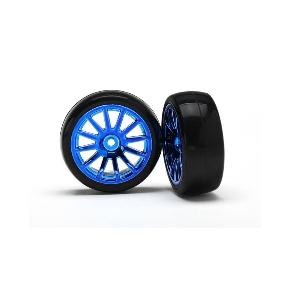Traxxas 12-sp blue wheels slick tires TRX7573R Traxxas 12-sp blue wheels slick tires TRX7573R