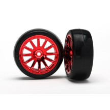 Traxxas 12-sp red wheels slick tires TRX7573X