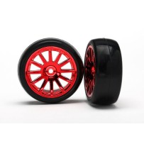 Traxxas 12-sp red wheels slick tires TRX7573X