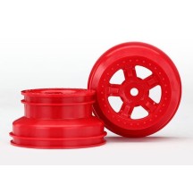 Llantas SCT rojas beadlock estilo dual profile Traxxas TRX7673R