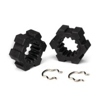 Traxxas Wheel hubs hex (2) hex clips (2) TRX7756-BLK