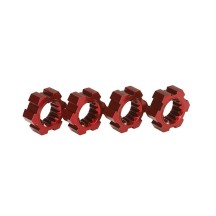 Traxxas Wheel hubs hex (2) hex clips aluminum (red-anodized) (4) TRX7756R