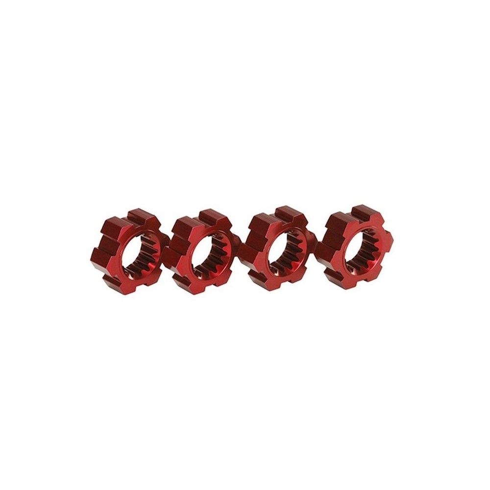 Traxxas Wheel hubs hex (2) hex clips aluminum (red-anodized) (4) TRX7756R