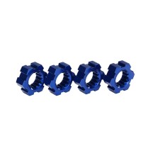Traxxas Wheel hubs hex (2) hex clips aluminum (blue-anodized) (4) TRX7756X