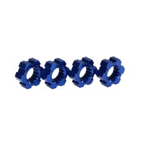 Traxxas Wheel hubs hex (2) hex clips aluminum (blue-anodized) (4) TRX7756X