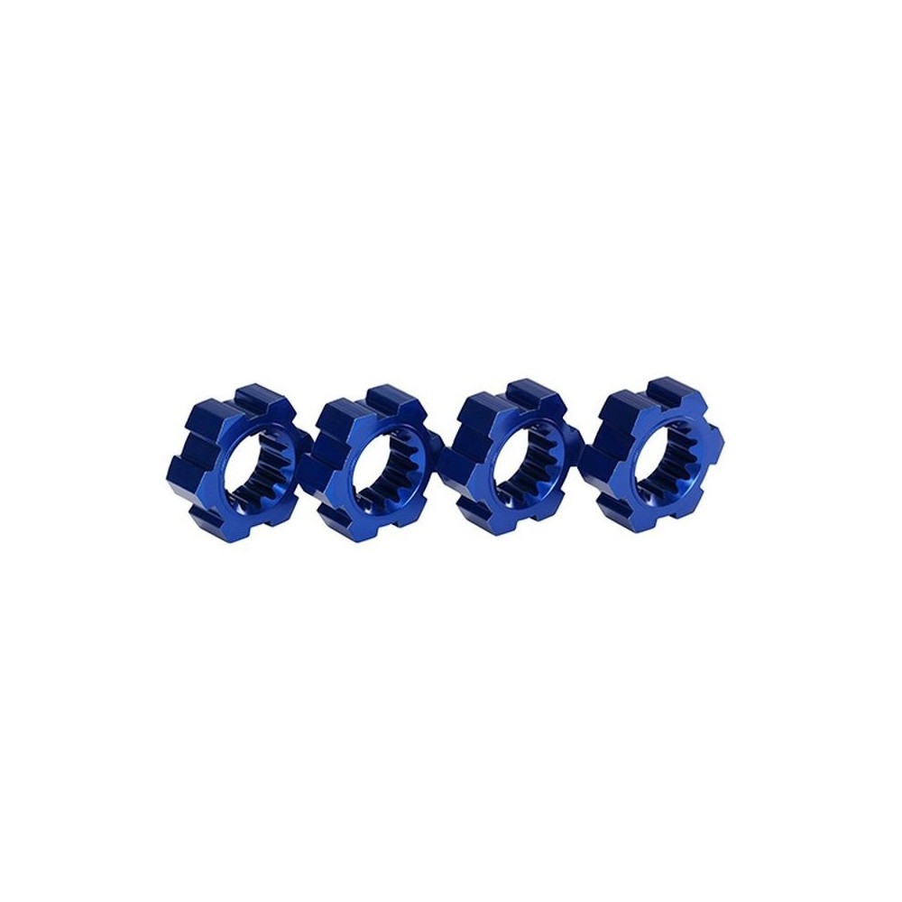 Traxxas Wheel hubs hex (2) hex clips aluminum (blue-anodized) (4) TRX7756X
