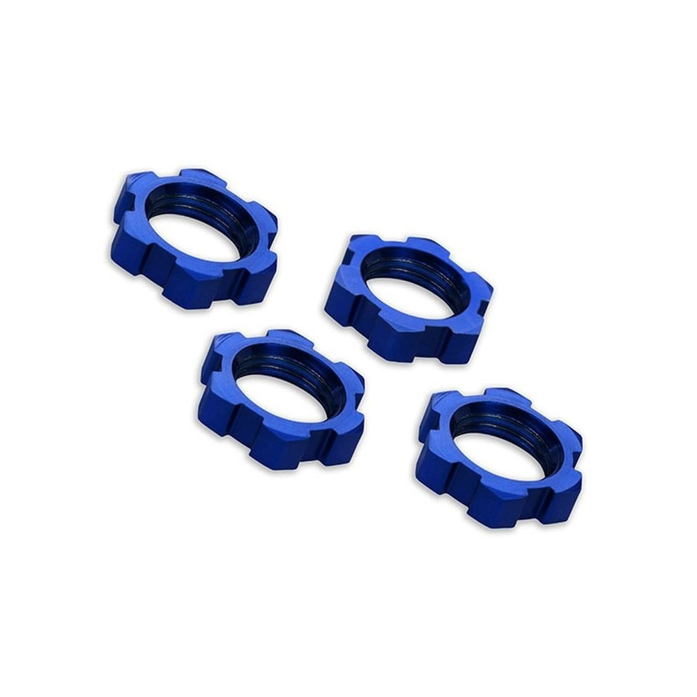 Traxxas Wheel nuts splined 17mm serrated (blue-anodized) (4) TRX7758 Traxxas Wheel nuts splined 17mm serrated (blue-anodized) (4) TRX7758