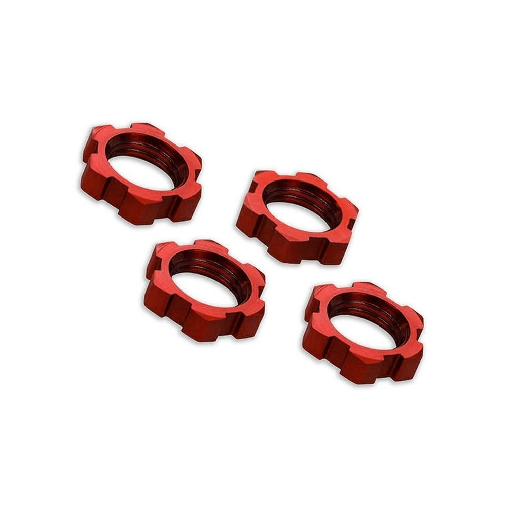 Traxxas Wheel nuts splined 17mm serrated (red-anodized) (4) TRX7758R