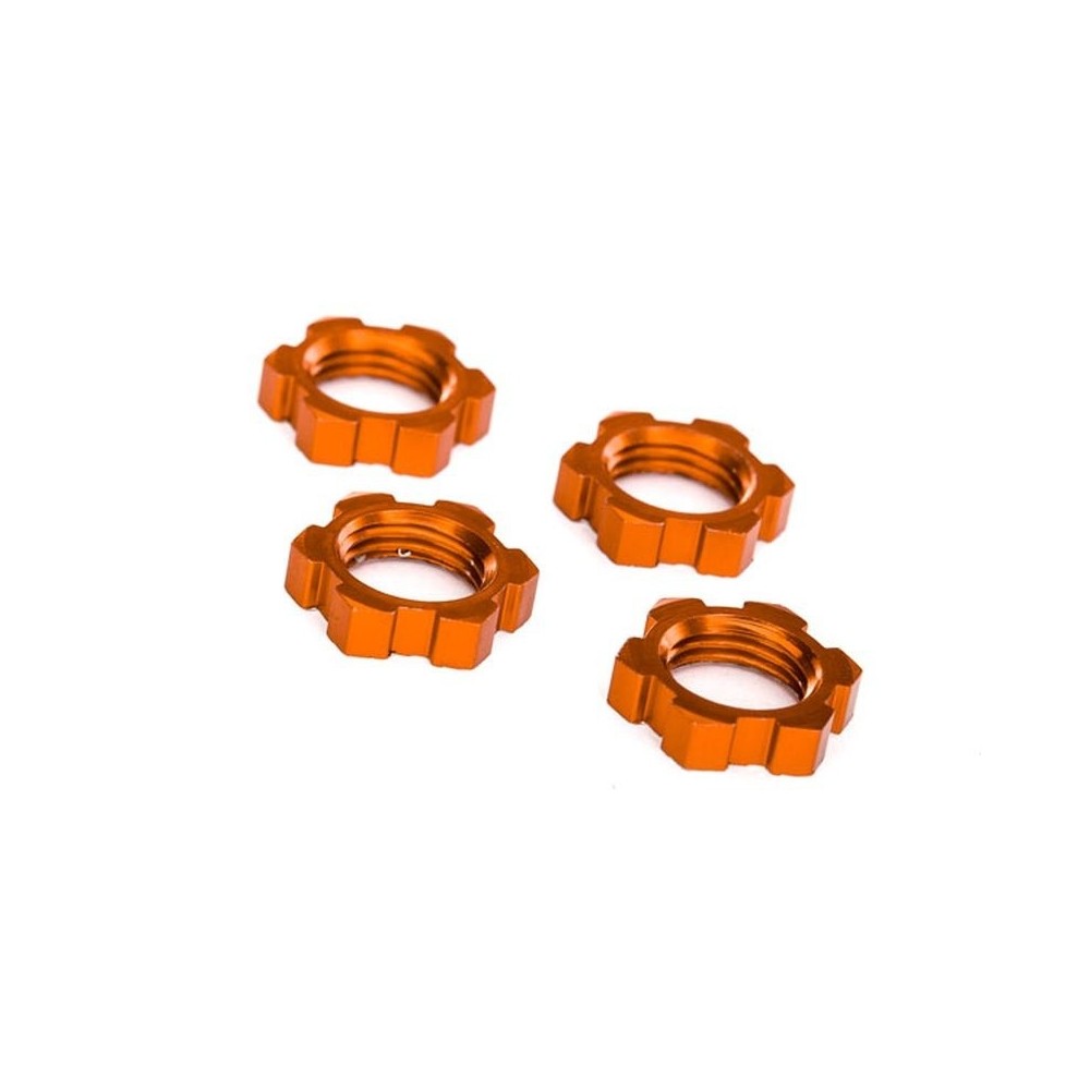 Traxxas Wheel nuts splined 17mm serrated (orange-anodized) (4) TRX7758T Traxxas Wheel nuts splined 17mm serrated (orange-anodized) (4) TRX7758T