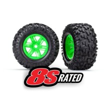 Traxxas Tires wheels assembled glued (x-maxx green wheels) TRX7772G