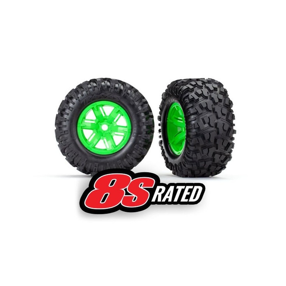 Traxxas Tires wheels assembled glued (x-maxx green wheels) TRX7772G