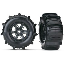 Ruedas completas Traxxas Paddle negras pegadas para x-maxx TRX7773