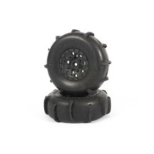 Axial ST28 Front Razor Rear Paddle Tire and Wheel Set: Yeti Jr AXI41000