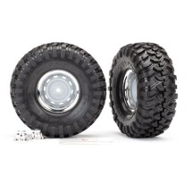 Traxxas Tires and wheels assembled glued (1.9 chrome wheels canyon trail 1.9) TRX8166