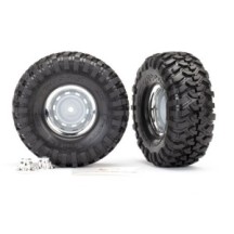 Traxxas Tires and wheels assembled glued (1.9 chrome wheels canyon trail 1.9) TRX8166