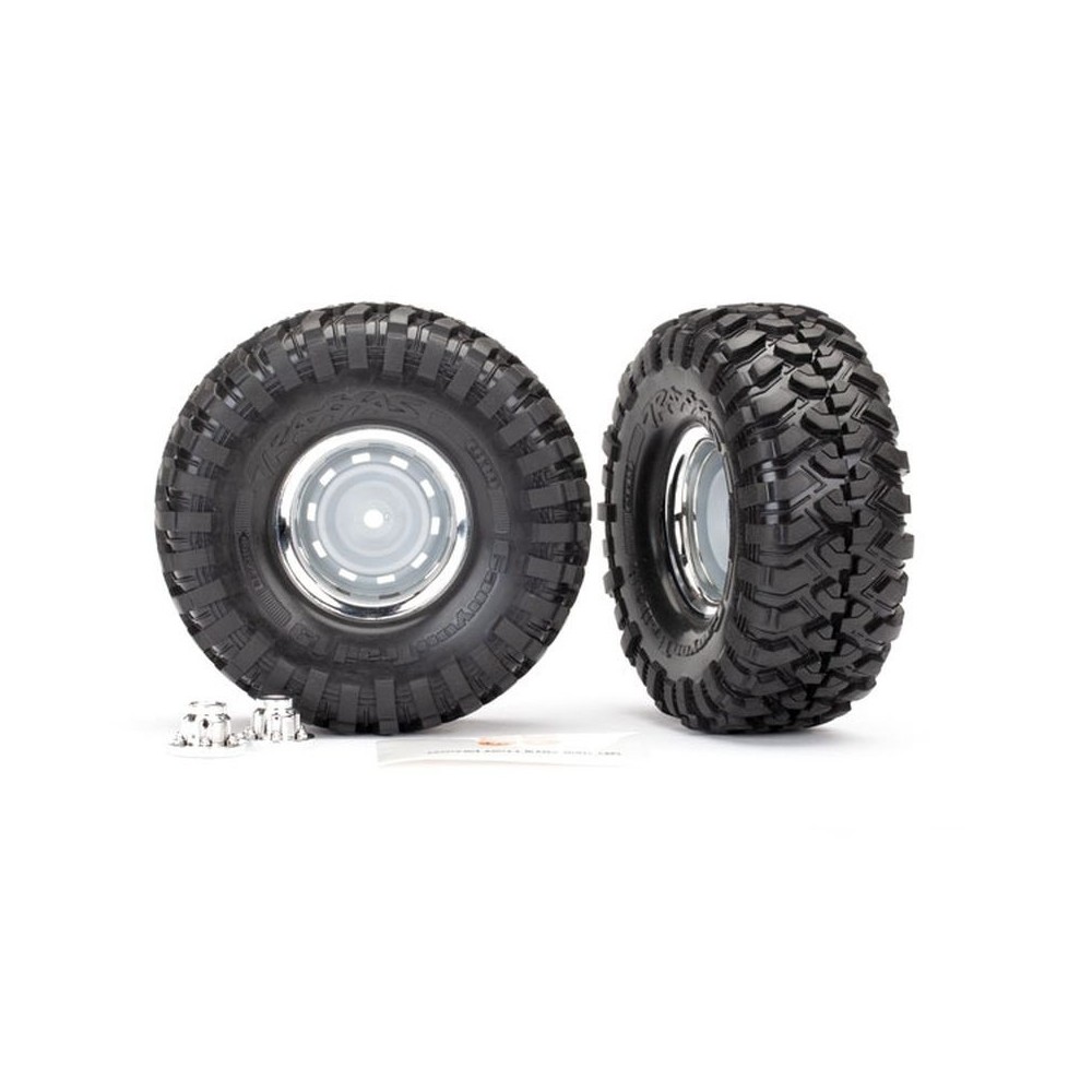Traxxas Tires and wheels assembled glued (1.9 chrome wheels canyon trail 1.9) TRX8166